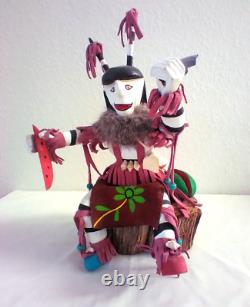 Kachina de clown à la pastèque fabriqué à la main par un Amérindien Navajo, 11.8 par Fran Yazzie.