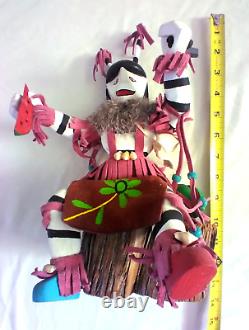 Kachina de clown à la pastèque fabriqué à la main par un Amérindien Navajo, 11.8 par Fran Yazzie.