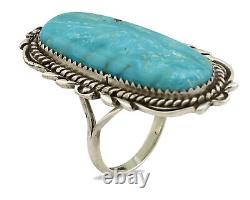 L'anneau Navajo. 925 Argent Morenci Turquoise Artiste Amérindienne C. 80's