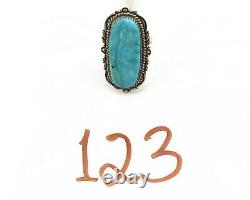 L'anneau Navajo. 925 Argent Morenci Turquoise Artiste Amérindienne C. 80's