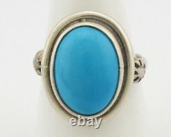 L'anneau Navajo. 925 Argent Naturel Bleu Turquoise Artiste Amérindien C. 1980's