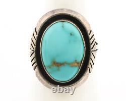 L'anneau Navajo. 925 Argent Naturel Bleu Turquoise Signé Artiste C. 1980's