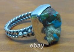 L'anneau Navajo. 925 Bisbee D'argent Turquoise 5,6 Grams Nugget Native American Taille 7