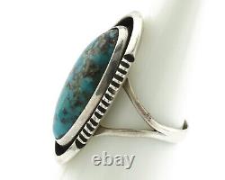 L'anneau Navajo. 925 Silver Blue Turquoise Artiste Amérindien Fait Main C. 80's