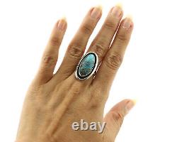 L'anneau Navajo. 925 Silver Blue Turquoise Artiste Amérindien Fait Main C. 80's