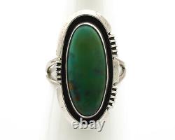 L'anneau Navajo. 925 Silver Royston Turquoise Artiste Amérindien Fait Main C. 80's