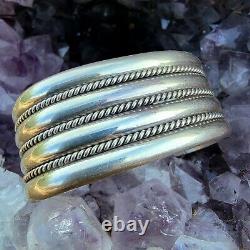 Large Navajo Sterling Argent Twisted Rope Cuff Bracelet Native American