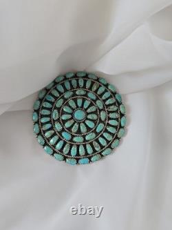 Larry Moses Begay Navajo 2.5 Grand Pendentif en Argent Sterling avec Turquoise