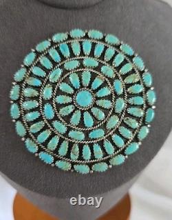 Larry Moses Begay Navajo 2.5 Grand Pendentif en Argent Sterling avec Turquoise