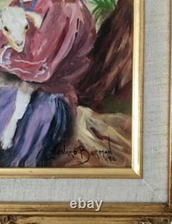 Leonard Borman Fille Navajo Amérindienne avec une chèvre grande peinture +2 petites