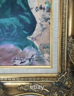 Leonard Borman Fille Navajo Amérindienne avec une chèvre grande peinture +2 petites