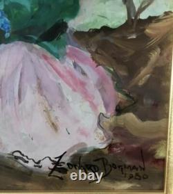 Leonard Borman Fille Navajo Amérindienne avec une chèvre grande peinture +2 petites