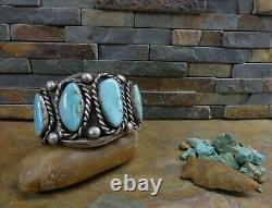 Magnificent! 105g Navajo 4 Hi Grade Gem Turquoise Cuff Stering Old Pawn Harvey