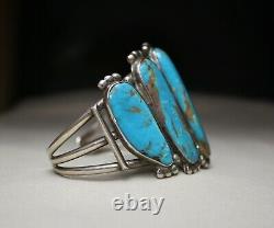 Massive Vintage Native American Navajo Turquoise Sterling Silver Cuff Bracelet