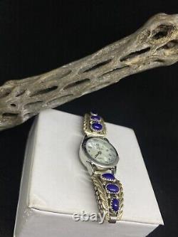 Montre Native American Navajo Lapis Lazuli Sterling Argent