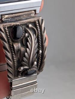 Montre Vintage Casio A158W Amérindienne Navajo STC Argent Sterling Bracelets en Onyx Noir