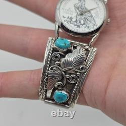 Montre en argent sterling Navajo Spencer avec turquoise amérindienne