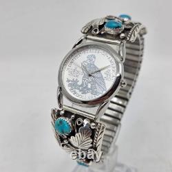 Montre en argent sterling Navajo Spencer avec turquoise amérindienne