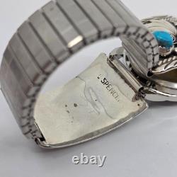 Montre en argent sterling Navajo Spencer avec turquoise amérindienne