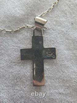 Mystères douloureux Vtg Collier Navajo amérindien en argent sterling Roger John