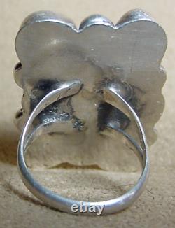 Nationaux De La Navajo Nationaux De La Vinille Americaine Sterling Silver Natural Turquoise Ring Sz6+