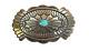 Native Américaine Navajo Sterling Silver Turquoise Brooche Pin Concho De L. M. Nez