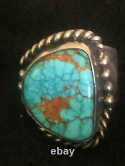 Native Américaine Vintage Navajo Sterling Turquouise Ring 25grms