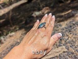Native American Bear Foot Turquoise Ring Navajo Fait Main Sz 10.5us