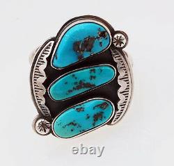 Native American Handmade Argent Sterling Avec Bague Turquoise Taille 12