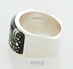 Native American Handmade Argent Sterling Avec Night Sky Inlay Taille De Bague 10