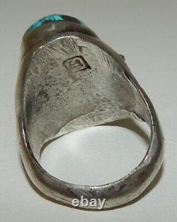 Native American Indian Jessie Thompson Navajo Sterling Turquoise Men's Ring 11