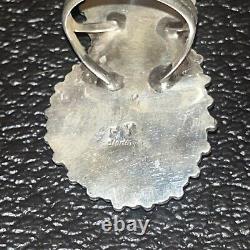 Native American Navajo Argent Sterling Oyster Oyster Tourquoise Taille De L'anneau 11.5