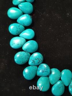 Native American Navajo Kingman Point Turquoise Perlé 17 Collier