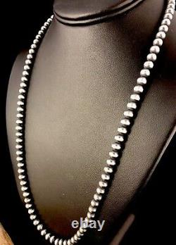 Native American Navajo Pearls 4 MM Collier En Argent Sterling 22 Vente 338
