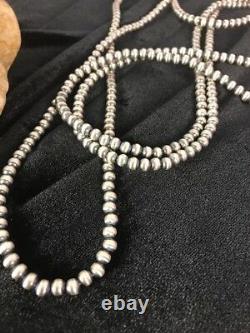 Native American Navajo Pearls 4 MM St Silver Perle Collier 60 Soldes Cadeau S422