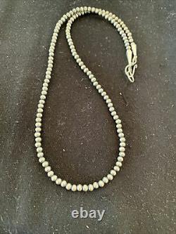 Native American Navajo Pearls 4mm Perles En Argent Sterling Collier 16 Cadeau De Vente