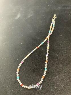 Native American Navajo Pearls 4mm Sterling Silver Collier De Perles 16 Vente 10870