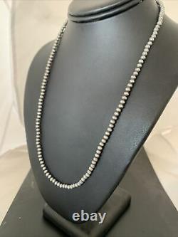 Native American Navajo Pearls 4mm Sterling Silver Collier De Perles 18 Vente 820