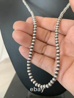 Native American Navajo Pearls 4mm Sterling Silver Collier De Perles 18 Vente 820
