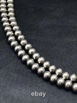 Native American Navajo Pearls 5 MM Collier De Perles D'argent Sterling 36