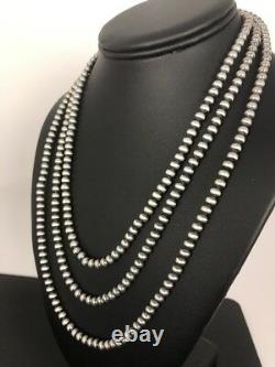 Native American Navajo Pearls 5 MM Collier De Perles En Argent Sterling 60cadeau De Vente A5