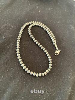 Native American Navajo Pearls 5 MM Perles En Argent Sterling Collier 18vente