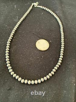 Native American Navajo Pearls 5 MM Perles En Argent Sterling Collier 18vente