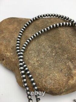 Native American Navajo Pearls 5 MM Perles En Argent Sterling Collier 30 In