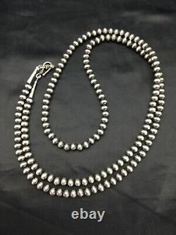 Native American Navajo Pearls 5 MM Perles En Argent Sterling Collier 30 In