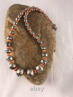 Native American Navajo Pearls Argent Sterling Spiny Banc Oyster B Collier 22