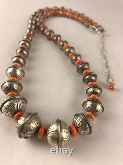 Native American Navajo Pearls Argent Sterling Spiny Banc Oyster B Collier 22