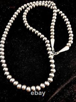 Native American Navajo Pearls Collier De Perles En Argent Sterling 5 MM 51 Cadeau De Vente