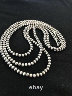 Native American Navajo Pearls Collier En Argent Sterling 6 MM 60 Cadeau De Vente