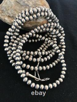 Native American Navajo Pearls Collier En Argent Sterling 6 MM 60 Cadeau De Vente